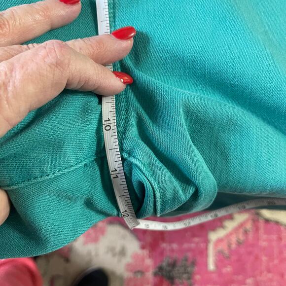 Chico's jeans pants women's 10 Grilfriend So Slimming Crop teal green raw hem - Picture 10 of 16